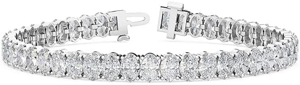 Houston Diamond District 2 to 28 Carat Lab Grown Diamond Classic Tennis Bracelet, 4-Prong Setting for Women (E-F Color, VS2-SI1 Clarity)