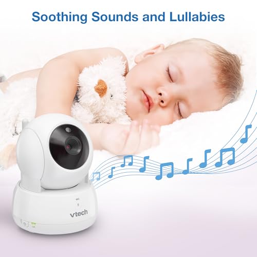 VTech VM924 Remote Pan-Tilt-Zoom Video Baby Monitor, 5" LCD Screen, Up to 17 Hrs Video Streaming, Night Vision, Up to 1000ft Range, Soothing Sounds, 2-Way Talk, Temperature Sensor,Secured Transmission