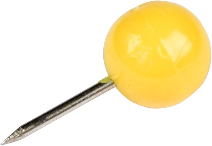 JAM PAPER Colorful Push Pins - Round Head Map Thumb Tacks - Yellow Pushpins - 100/Pack