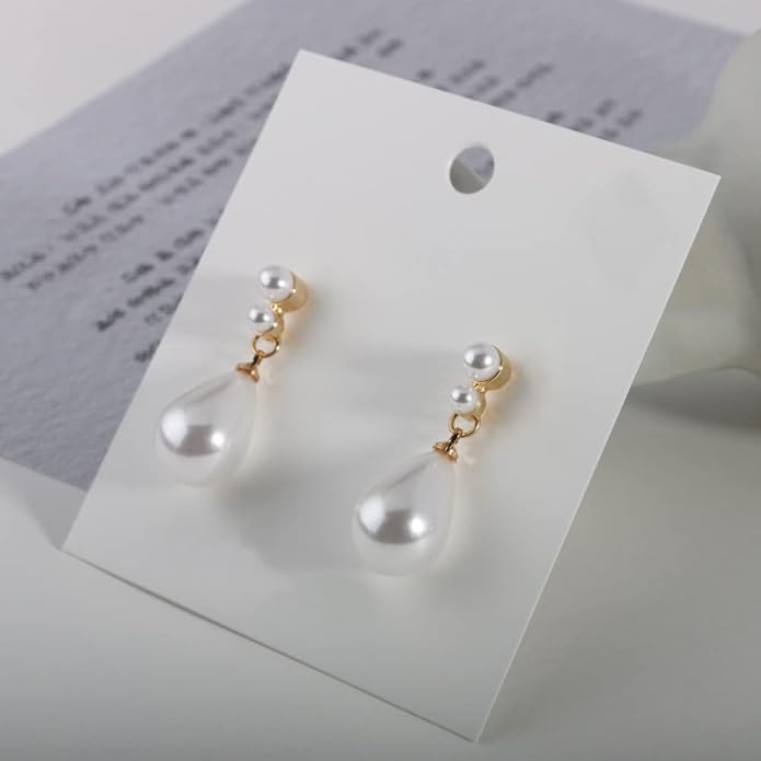 Pearl Clip on Earrings for Women Drop Clip Earrings for Women Gold Plated White Imitation Pearl Earrings Fashion