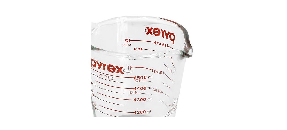 Pyrex Prepware 6001075 Measuring Cup, Red Graphics, Clear