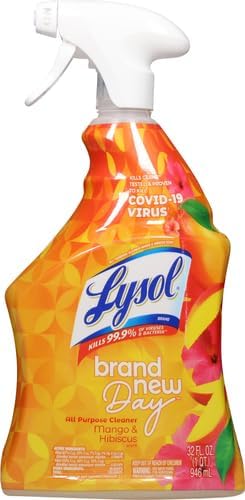 Lysol All-Purpose Cleaner, Sanitizing and Disinfecting Spray, To Clean and Deodorize, Mango & Hibiscus Scent, 32oz (Pack of 2)