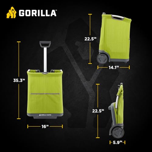 Gorilla Carts GCSS-11G-COM Collapsible Soft-Sided Folding Garden Cart, 150-Pound Capacity, Green