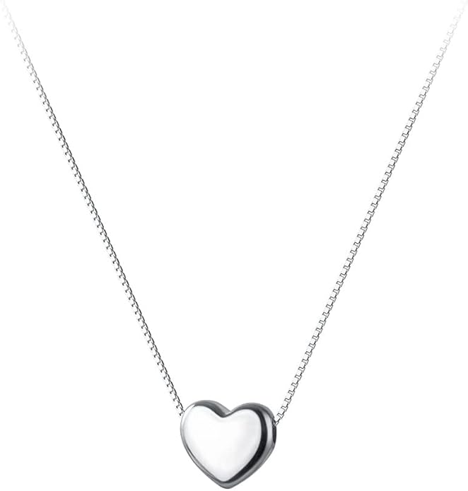 SLUYNZ Genuine 925 Sterling Silver Tiny Love Heart Pendant Necklace for Women Simple Sweet Heart Choker Necklace