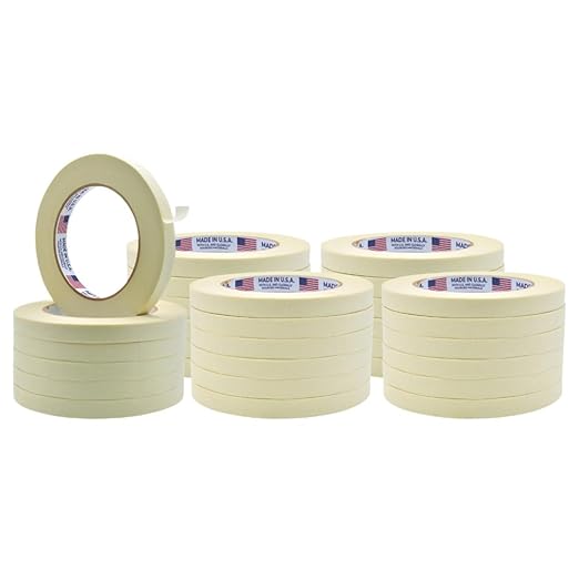 WOD MT5 Utility Grade Masking Tape, 1/4 inch x 60 yds. (Pack of 144) for Home or Office air-Dry Painting, Labeling, & Packing. Leaves no Residue