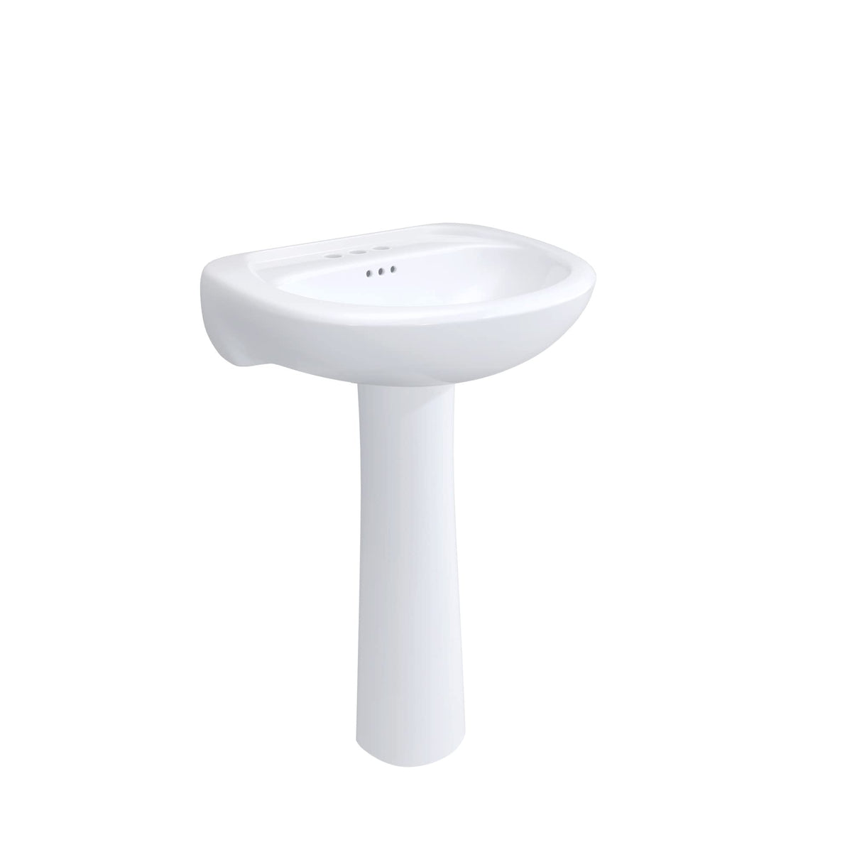 PROFLO PF4004 Lisbon Valley 24" Oval Vitreous China Pedestal Bathroom Sink with Overflow and 3 Faucet Holes at 4" Centers - White