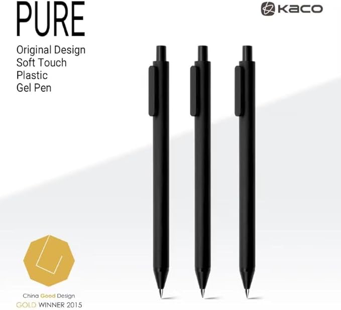Kaco Gel Pens, 0.5 mm Fine Point, Black Ink 10 Count, Quick Dry Smooth Writing, Aesthetic Office Supplies Refillable Retractable