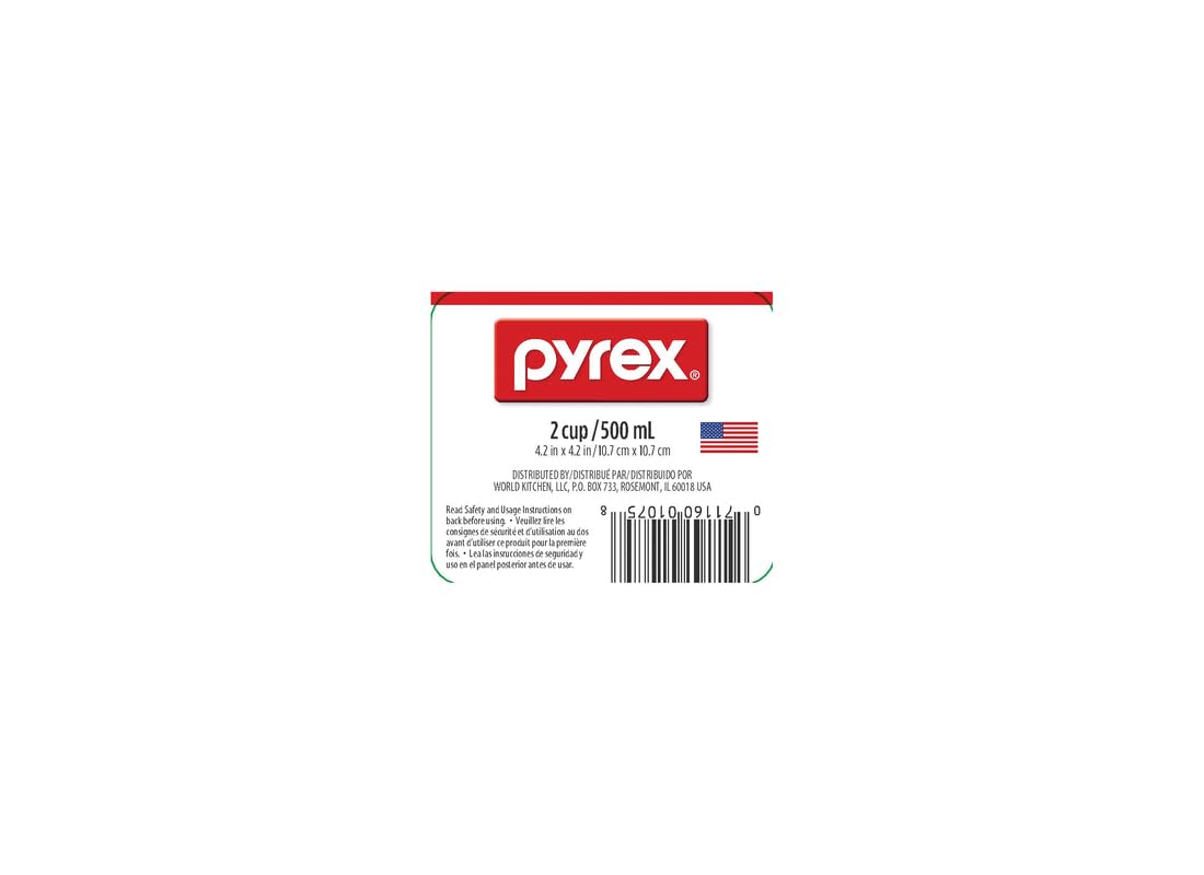 Pyrex Prepware 6001075 Measuring Cup, Red Graphics, Clear