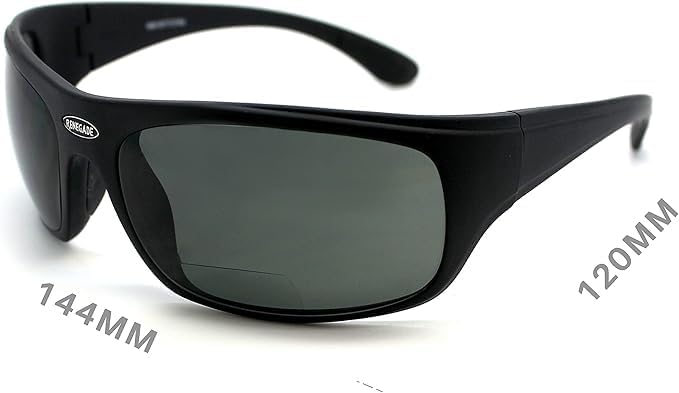 Renegade Patented Bifocal Polarized Reader Full Rim Men's Fishing Sunglasses 100% UV Protection with Microfiber Bag (Matt Black Frame, Smoke Lens -600882, Bifocal +2.00)