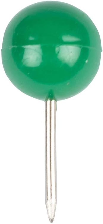 JAM PAPER Colorful Push Pins - Round Head Map Thumb Tacks - Green Pushpins - 100/Pack