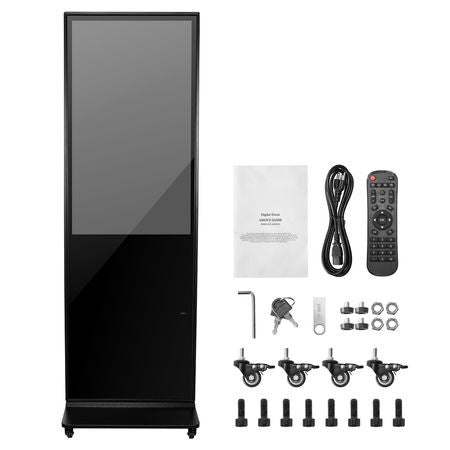 43 Inch Digital Signage Display, Non-touchscreen Digital Kiosk, Indoor Floor Standing Kiosk Display, 2K UHD LCD Screen, 2GB RAM & 32GB ROM, with WiFi HDMI/USB Input, Advertising Display