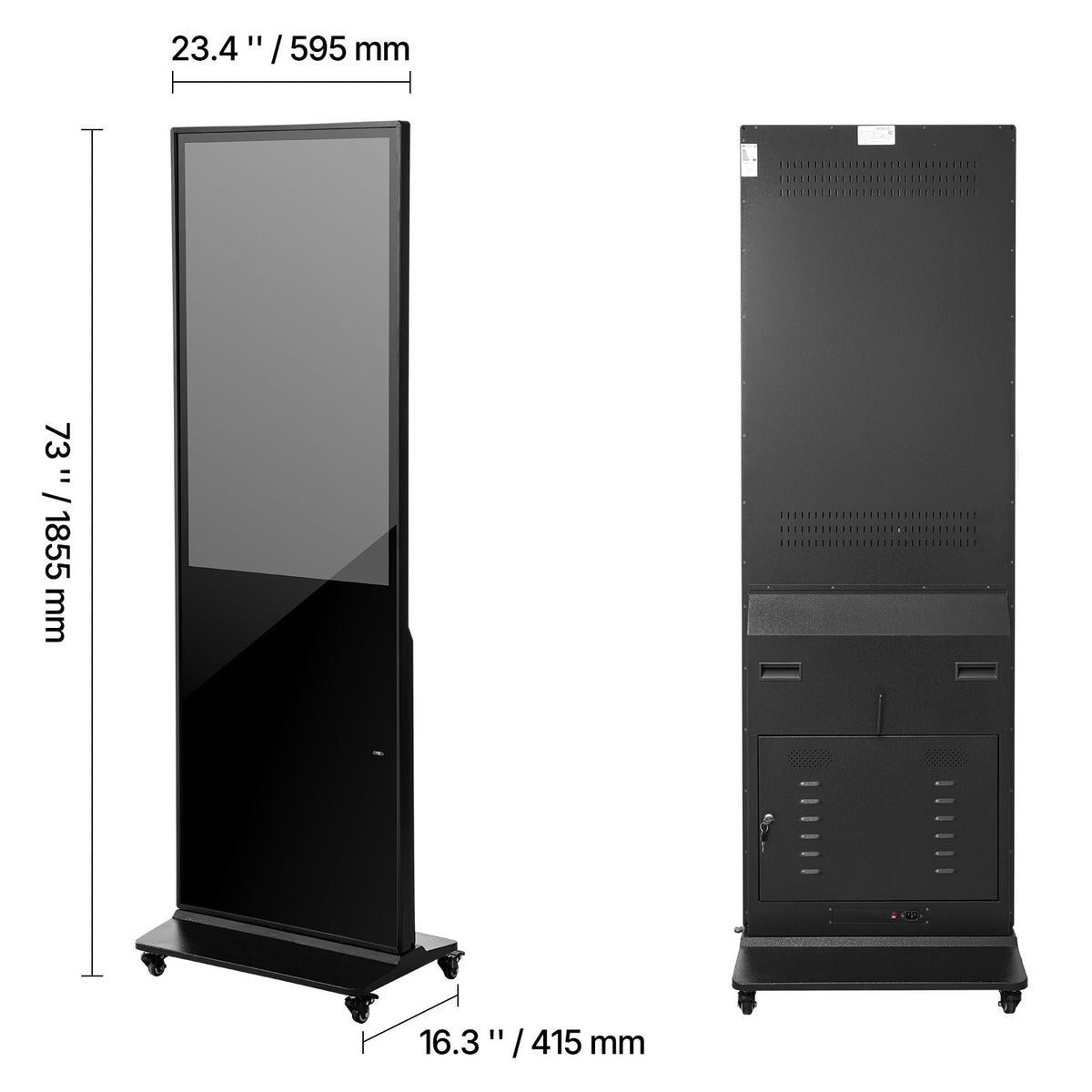 43 Inch Digital Signage Display, Non-touchscreen Digital Kiosk, Indoor Floor Standing Kiosk Display, 2K UHD LCD Screen, 2GB RAM & 32GB ROM, with WiFi HDMI/USB Input, Advertising Display