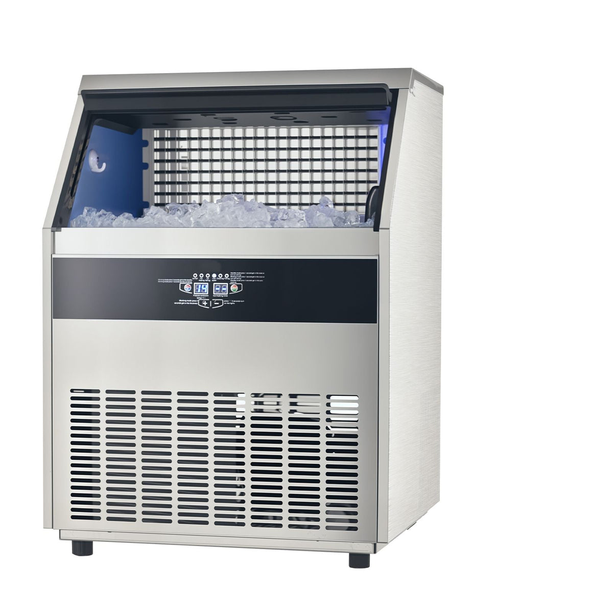 440lbs/24H Commercial Ice Maker Machine, 130lbs Storage Capacity Ice Maker with Drain Pump, 160 Ice Cubes in 15 Minutes, LED Digital Display Freestanding Self-Cleaning for Bar Office Restaurant