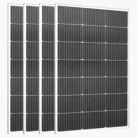 4PCS 100W Monocrystalline Solar Panels, 23% High-Efficiency Mono PV Module with Stable MC4 Output & Aluminum Frame, IP65 Waterproof Solar Panel for Car Boat RV Flat Rooftop Off-Grid Applications