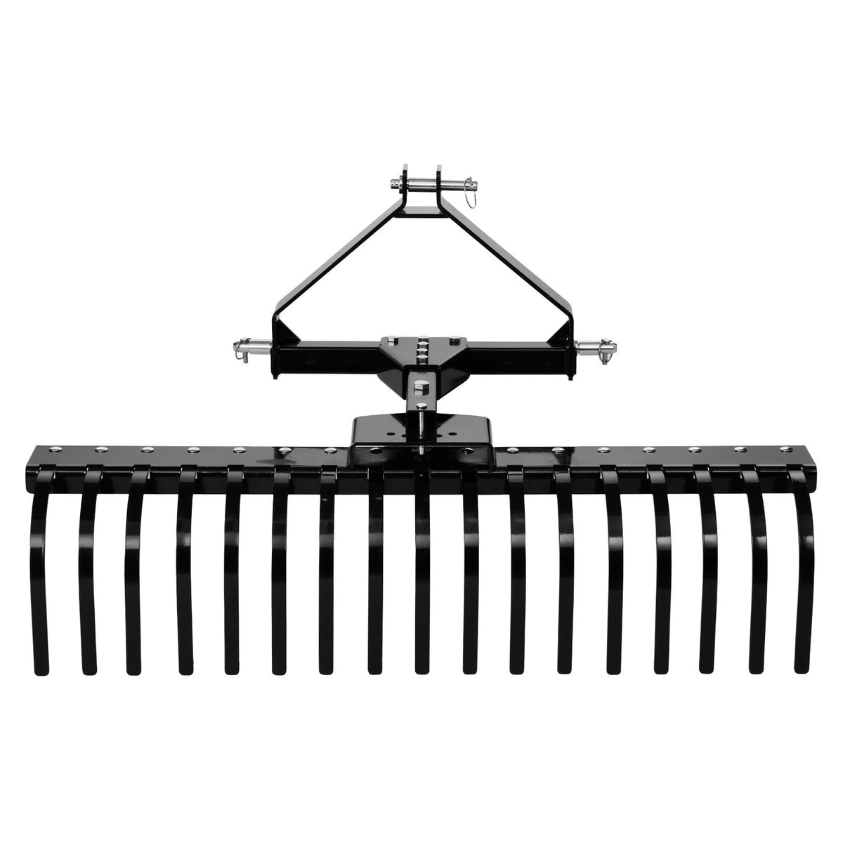 50 in Lanscape Rock Rake, 3-Point Tow Behind Landscape Rake with 17 Steel Tines, Fit Category 1 Tractors, Angle Adjustable, Heavy Duty Lawn Dethatcher Rake for Grass Branch Debris