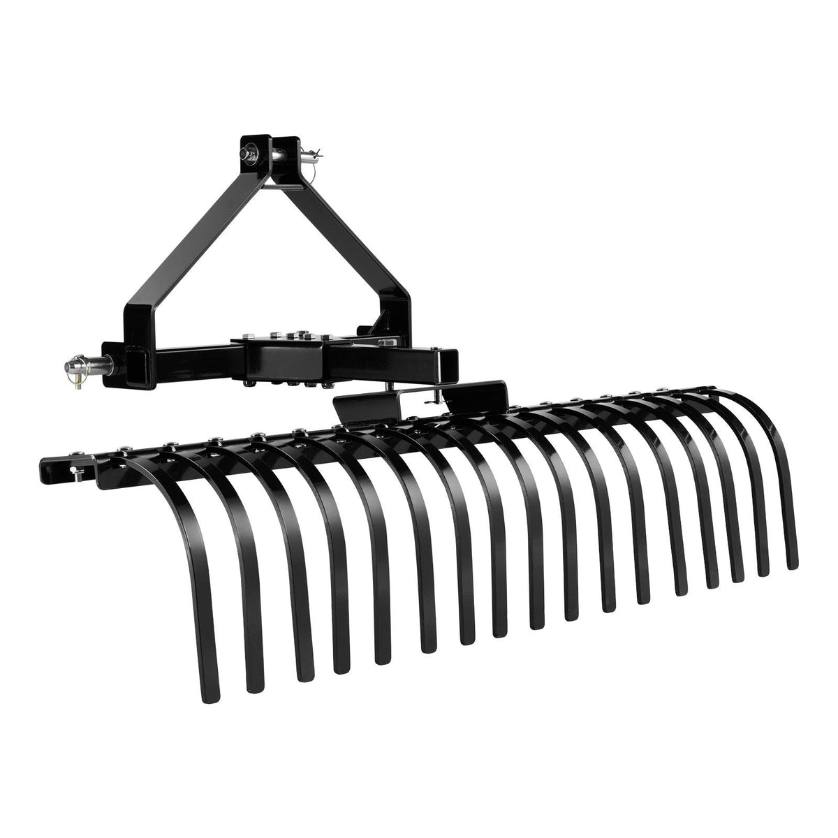 50 in Lanscape Rock Rake, 3-Point Tow Behind Landscape Rake with 17 Steel Tines, Fit Category 1 Tractors, Angle Adjustable, Heavy Duty Lawn Dethatcher Rake for Grass Branch Debris