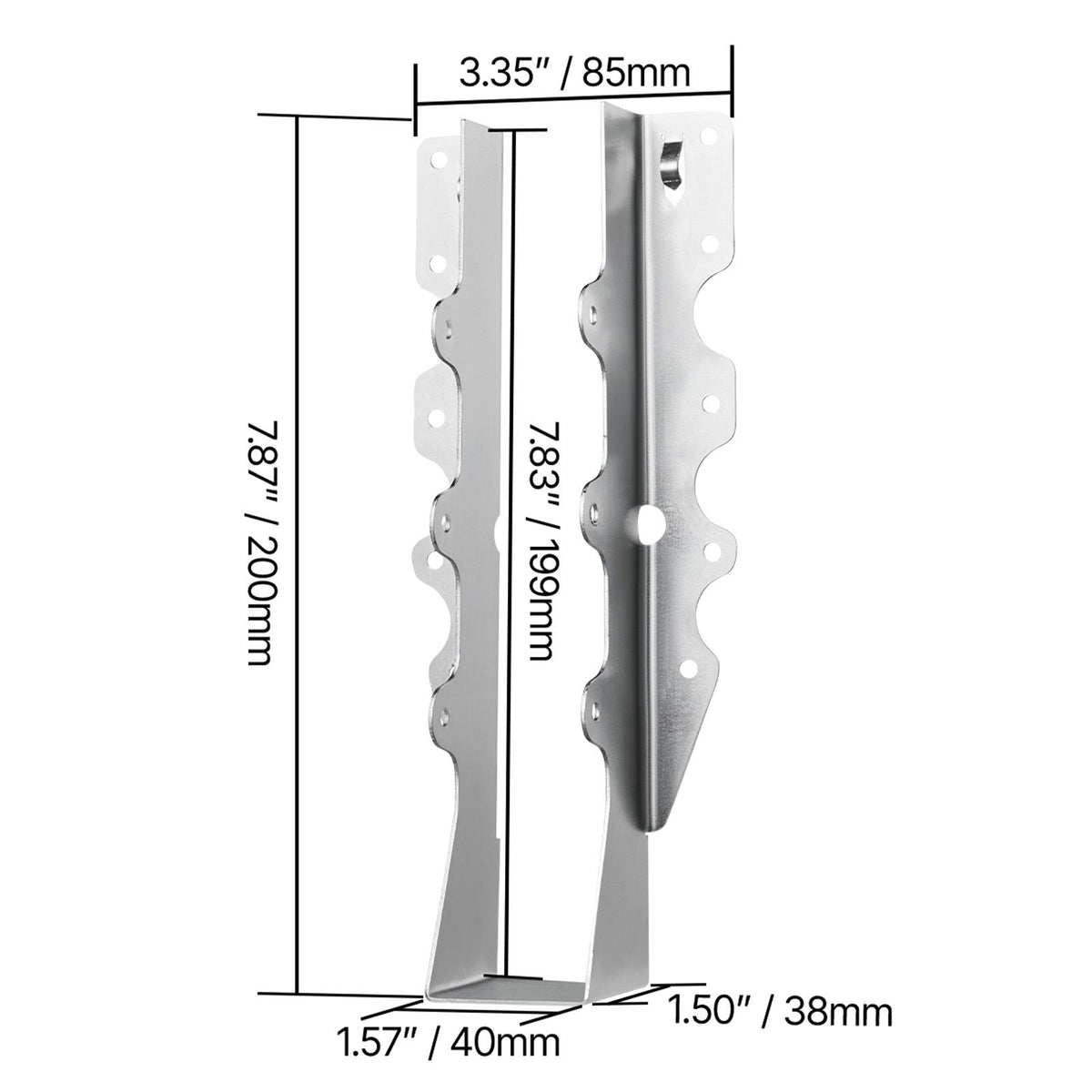 50 Pcs Joist Hanger, Inner Dimensions 1.57 x 1.50 x 7.83 inch / 40 x 38 x 199 mm, Rafter Hurricane Ties Joist Hangers with Rustproof Coating, Tie Brackets for Floor Deck and Ceiling Trusses