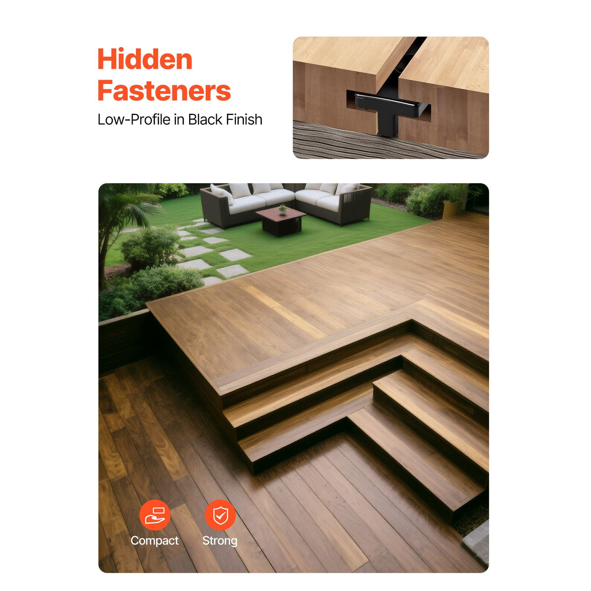 500PCS Hidden Deck Fasteners for Composite Decking Board, Universal Composite Clips & Plastic Hidden Fasteners with Metal Screws,Polypropylene PP Clips Works with 0.22 inch Gaps, Black