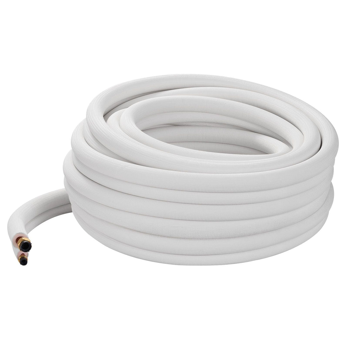 50ft Mini Split Line Set, 1/4' & 1/2' OD AC Copper Tubing Pipe, 3/8 White PE Thickened Insulated Coil with Flared Nuts, Rich Fittings, for Mini Split Air Conditioner HVAC or Heat Pump System