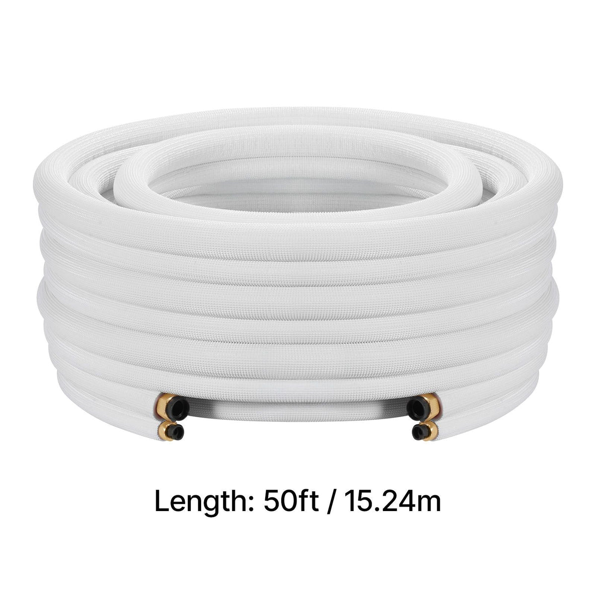 50ft Mini Split Line Set, 1/4' & 1/2' OD AC Copper Tubing Pipe, 3/8 White PE Thickened Insulated Coil with Flared Nuts, Rich Fittings, for Mini Split Air Conditioner HVAC or Heat Pump System
