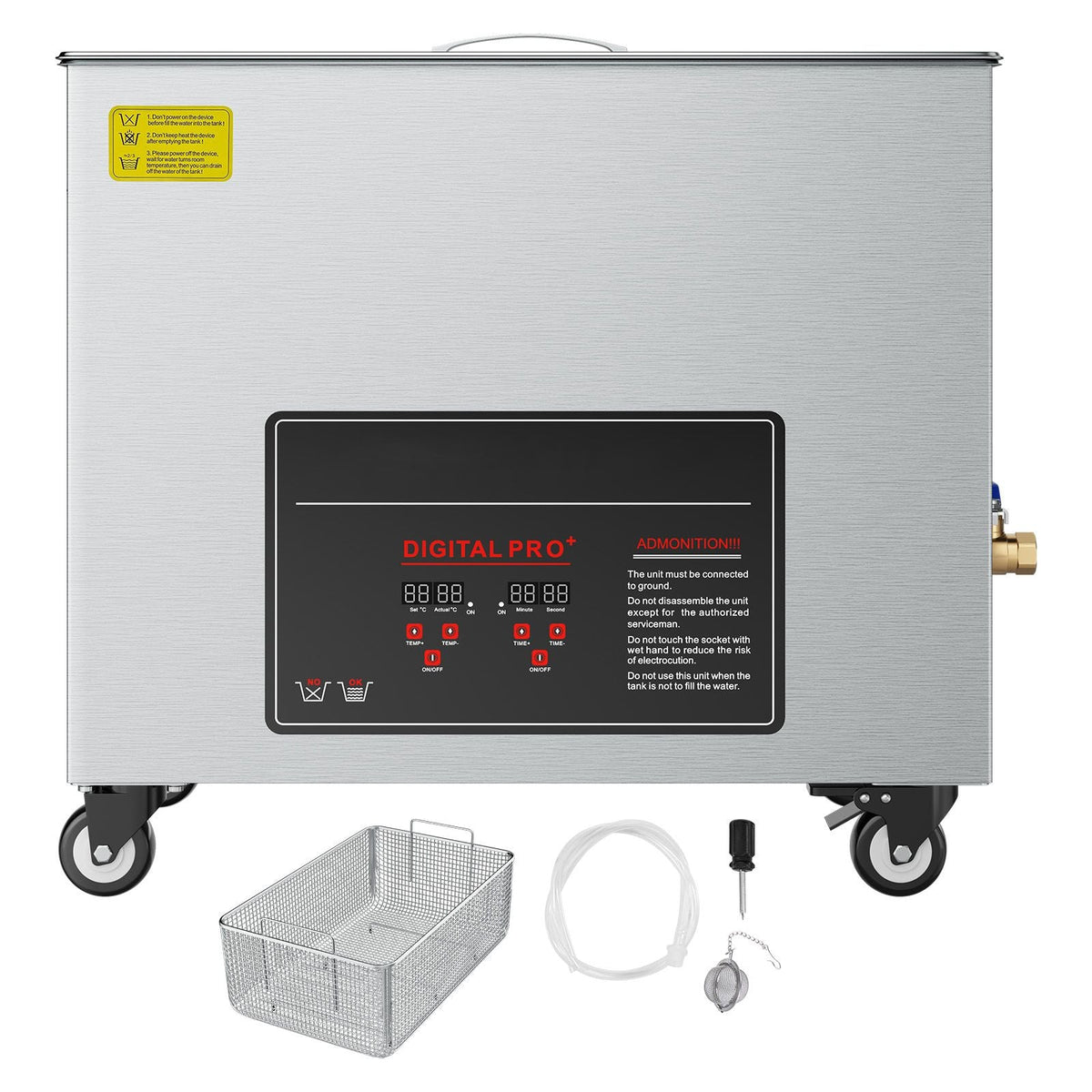 50L Ultrasonic Cleaner, Professional Ultrasonic Cleaner Machine with Cleaning Basket & Digital Display, 840W Stainless Steel Large Cleaning Machine with Wheels for Industrial Parts, Carburetors