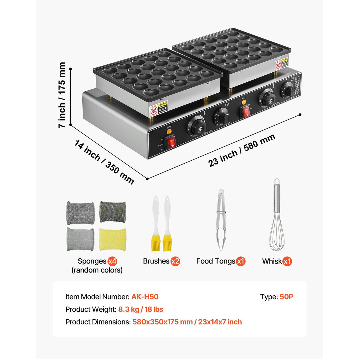 50PCS Mini Dutch Pancake Maker, Non-stick Stainless Steel Dorayaki Baker, 1800W Commercial Electric Poffertjes Grill Pan, Dual Temp & Time Control, for Kitchen Restaurant Breakfast Dessert
