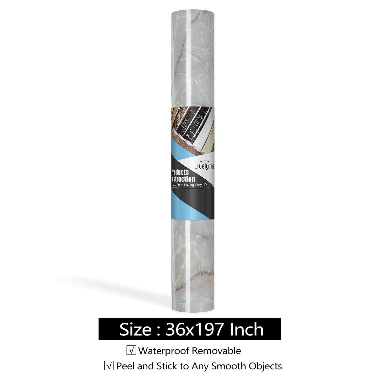 Livelynine 36 Inch Wide Marble Contact Paper for Countertops Waterproof Glossy Light Green Marble Wallpaper Peel and Stick Countertop Kitchen Counter Top Covers Laminate Counter Top Vinyl Wrap Table