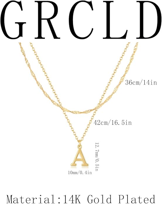 14K Gold Plated Initial Necklaces for Women Dainty Layered Letter Pendant Necklace Cute Choker Necklace Gift Trendy Stuff Personalized Jewelry Stack for Women Her