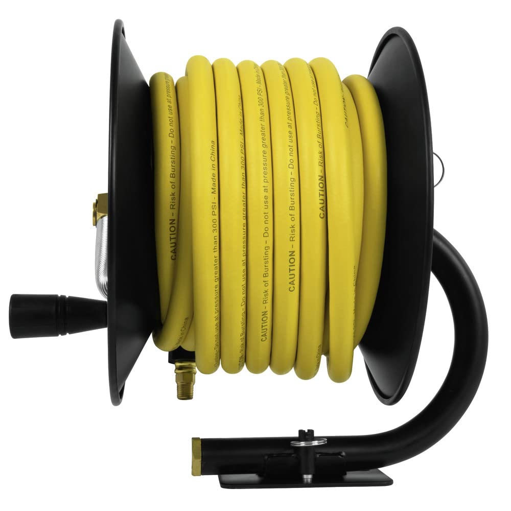 DEWALT Manual Air Hose Reel, 3/8 in. x 50 ft. Oil and Kink Resistant Air Hose with 4 ft. Lead, Essential Home Improvement Tool for Efficient Hose Management and Connectivity
