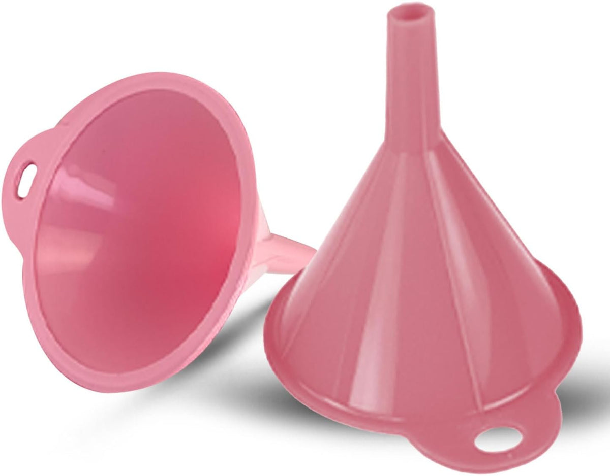 Crisp 2-Piece Funnel Set - All Purpose Funnels for Kitchen Use Filling Bottles - Durable & Dishwasher Safe Kitchen Funnel Set - Made in The USA - Pink