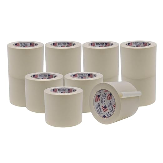 WOD MT5 Utility Grade Masking Tape, 4 inch x 60 yds. (Pack of 12) for Home or Office air-Dry Painting, Labeling, & Packing. Leaves no Residue
