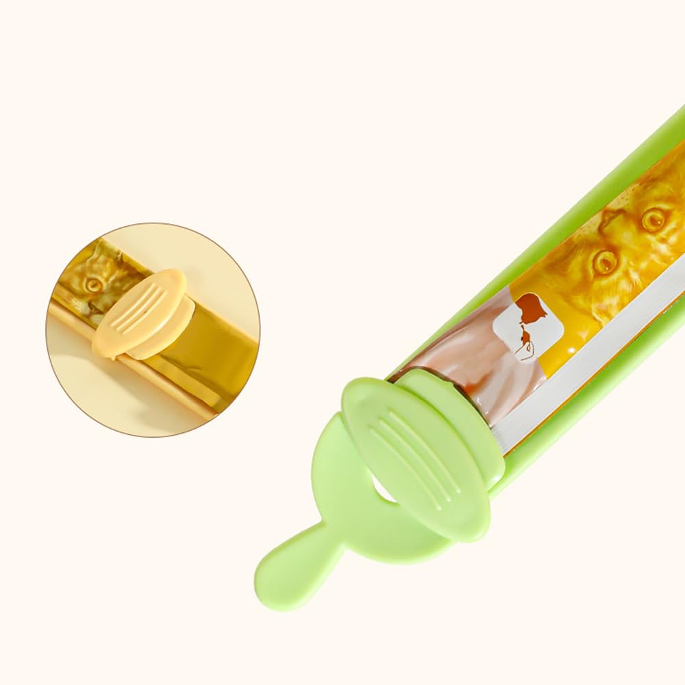Arvintas 3PCS Cat Strip Feeder Spoon, Sliding Pet Treat Spoon Squeeze, Easy Feeding Pet Spoon for Puree and Bisque Delectables Lickable Wet Cat Treat