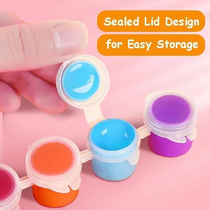 30 Pack Mini Acrylic Paint Set,12 Color Acrylic Paint Strips with 60Pcs Painting Brushes for Kids&Adults, 420 PCS Kids Paint Set Container Strips Storage for Home Classroom Party Favors Birthday Gifts