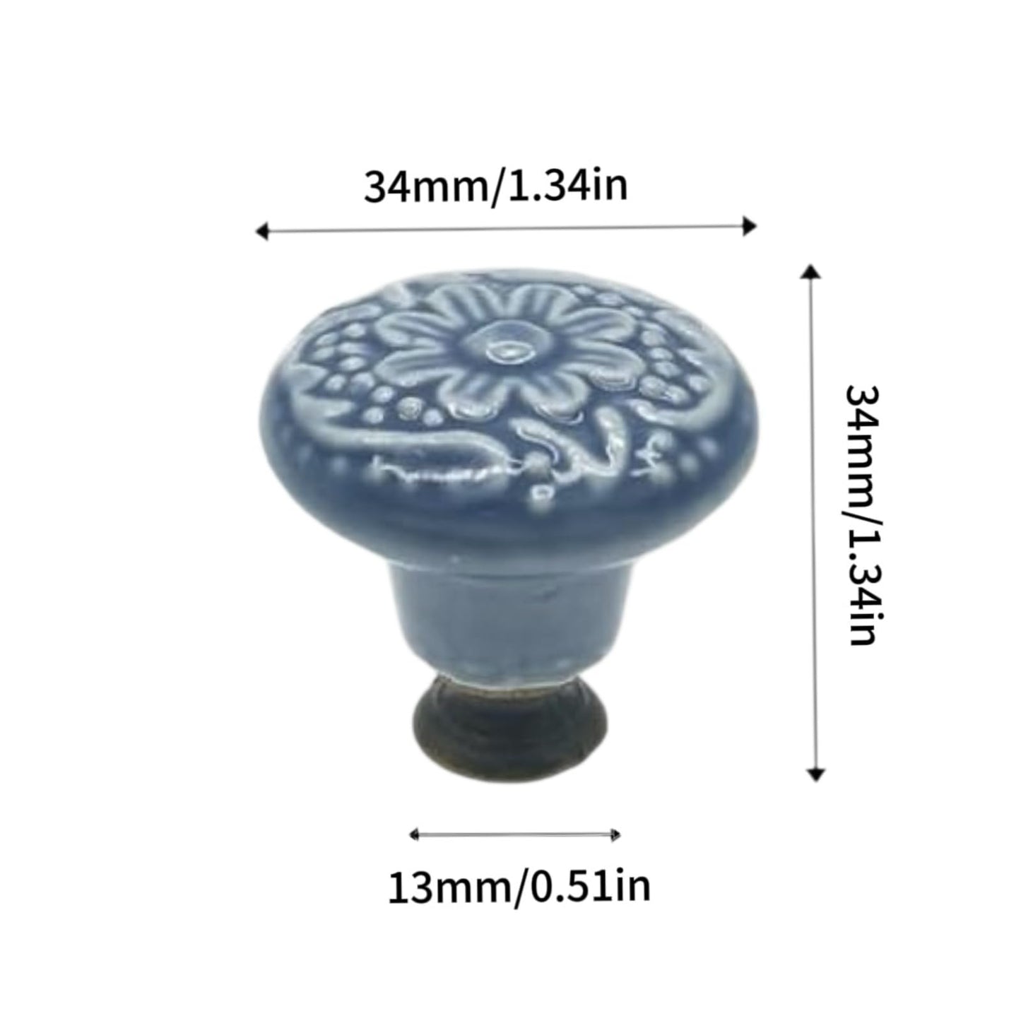 Eledabra 6 Pcs Blue Ceramic Kitchen Cabinet Knobs, Retro Ceramic Dresser Knobs, Closet Door Knobs Handles for Cabinet, Drawer, Cupboard