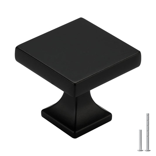 homdiy 25 Pack Black Cabinet Knobs Matte Black Square Dresser Drawer Knobs Zinc Alloy Kitchen Cabinet Hardware
