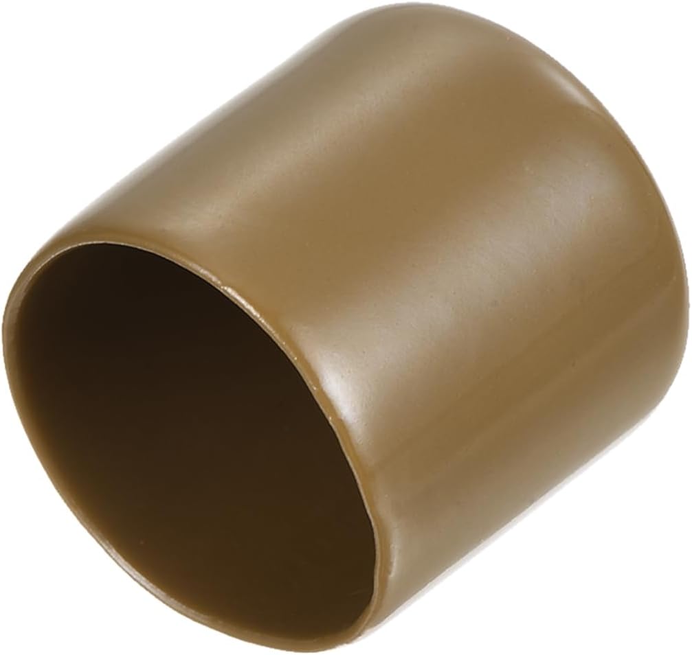 uxcell 20pcs Rubber End Caps 25mm(1 Inch) ID Vinyl PVC Round Tube Bolt Cap Cover Screw Thread Protectors Light Brown