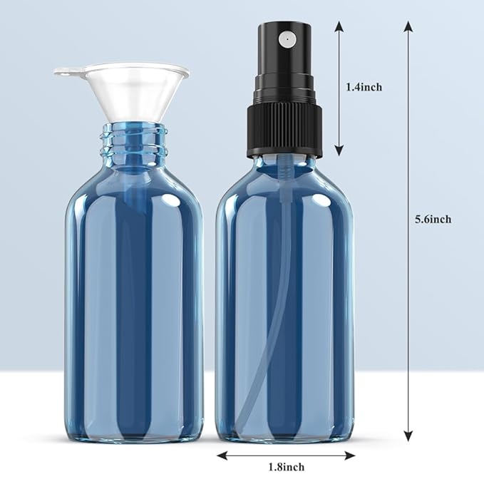 Wedama Spray Bottle, 4 oz Fine Mist Glass Spray Bottles, Little Refillable Liquid Containers for Watering Flowers Cleaning (16 Pack Indigo Blue)