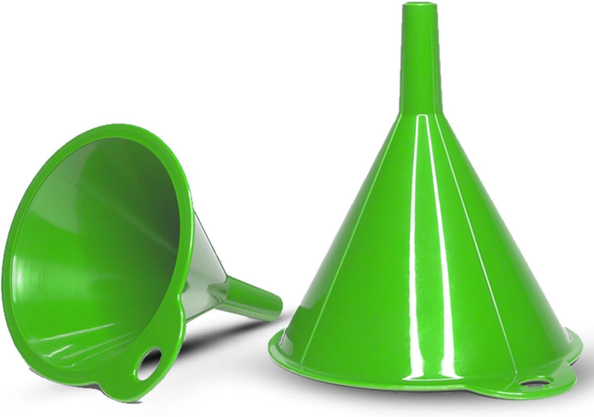 Crisp 2-Piece Funnel Set - All Purpose Funnels for Kitchen Use Filling Bottles - Durable & Dishwasher Safe Kitchen Funnel Set - Made in The USA - Bright Green
