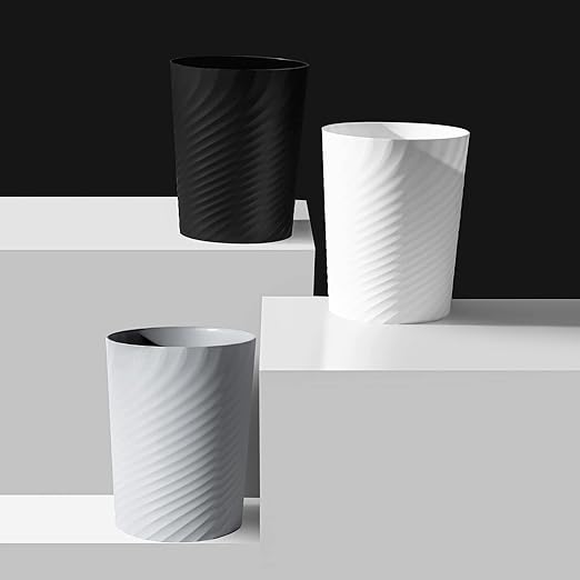 UUJOLY Plastic Small Trash Can Wastebasket, Garbage Container Basket for Bathrooms, Laundry Room, Kitchens, Offices, Kids Rooms, Dorms, (Black, 1.8 Gallon/2 Pack)