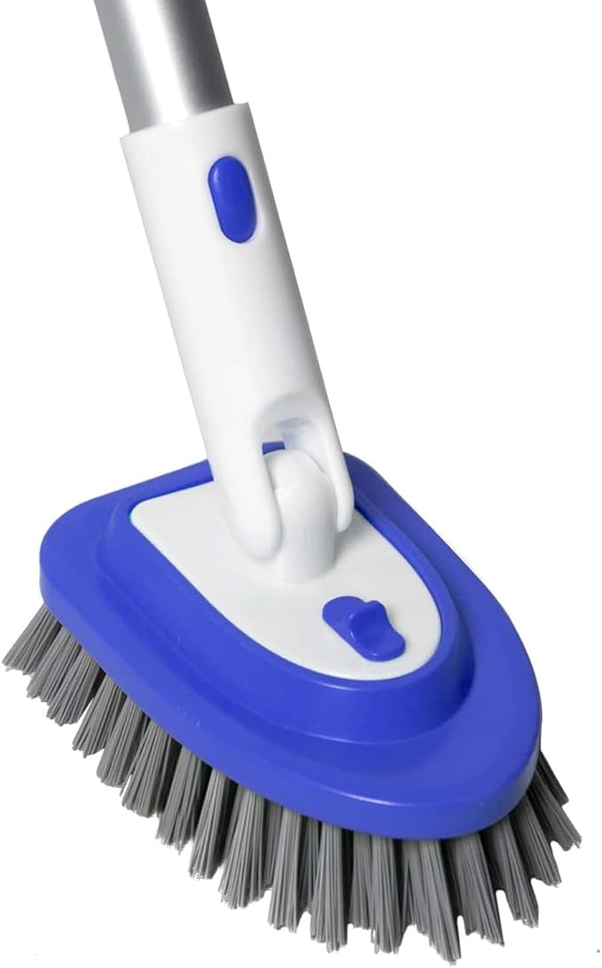 3-in-1 Floor Scrubber and Bathtub Cleaner with 52-Inch Adjustable Long Handle, Shower Brush for Cleaning Bathroom Tile, Kitchen Walls, Tub