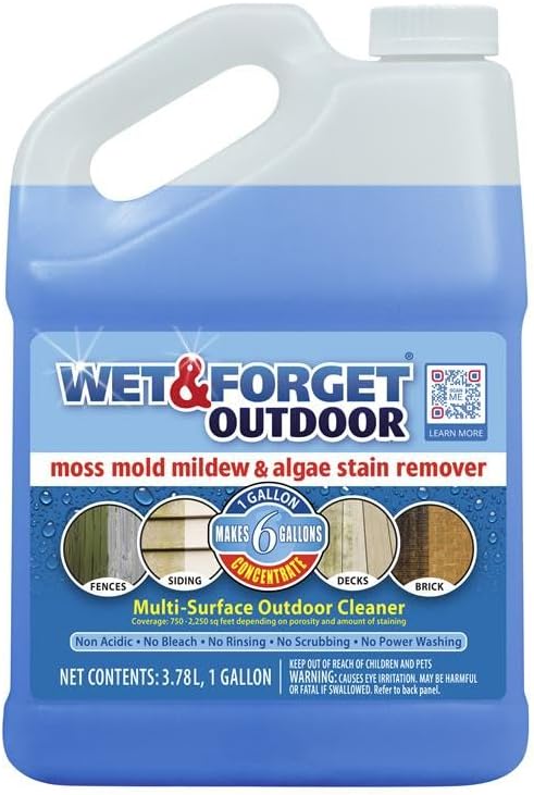 Wet & Forget Moss, Mold, Mildew, & Algae Stain Remover Multi-Surface Outdoor Cleaner Concentrate, Original, 128 Fluid Ounces