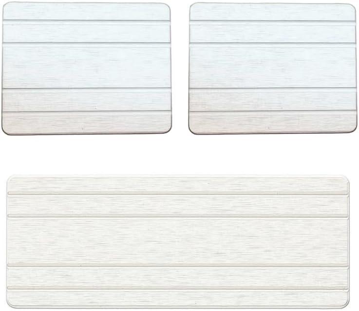 3 Pack Diatomite Stone Sink Tray, Water Absorbing Mat for Kitchen & Bathroom Counter, Quick Dry Soap Dish Makeup Vanity Caddy,Sponge Holder Organizer, Beige - 2pcs of 4.5"x 3.5" and 1pc of 9"x 3.5"