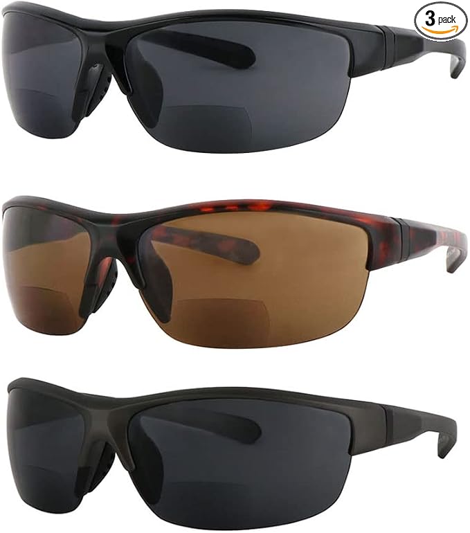 Sunglasses Bifocal for Men and Women, Sports Wrap Around Reading Reader Glasses