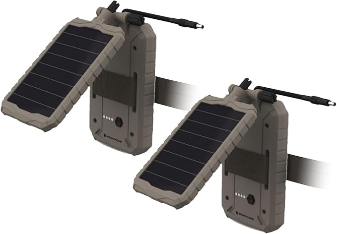 Stealth Cam Sol-Pak 3000mAh Solar Battery Pack with Adjustable T-Swivel Brackets, Durable ABS Housing, and LED Battery Indicator (2-Pack)