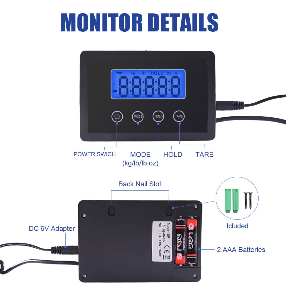 Fuzion Shipping Scale 360lb x 0.1lb, Stainless Steel Postal Scale with Timer/Hold/Tare, Digital Shipping Scale for Packages/Luggage, Battery & AC/DC Adapter