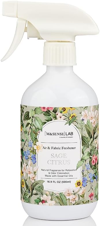 ‌M&SENSE Air & Fabric & Pet Odor Eliminator Spray - 16.9oz Large Size Natural Safe Air Freshener Sage Citrus Scented Deodorizer for Home Eliminates Smoke & Musty Smells, Ideal for ‌Balcony & Kitchen