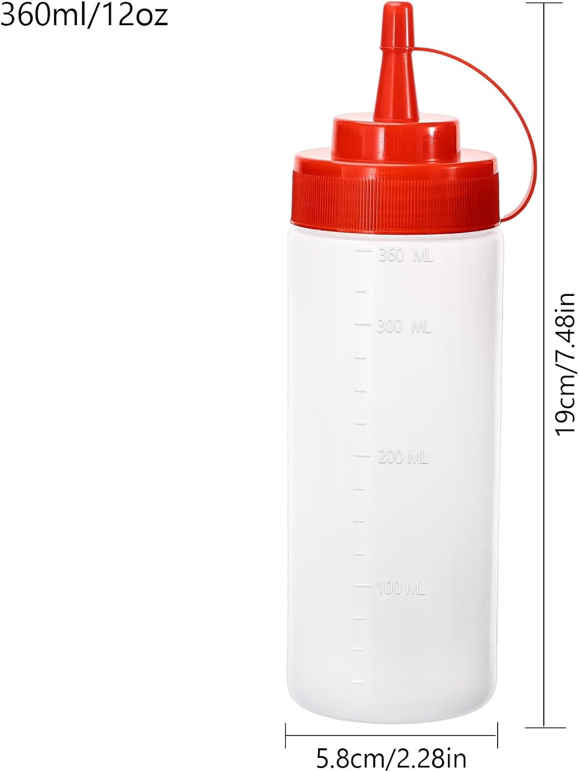 Squirt Bottles for Sauces Ketchup Bottles Squeeze, 2 Pack 12oz Condiment Squeeze Bottles for Liquids BBQ Dressing Pancake Art, Plastic Sauce Bottle with Cap Lid