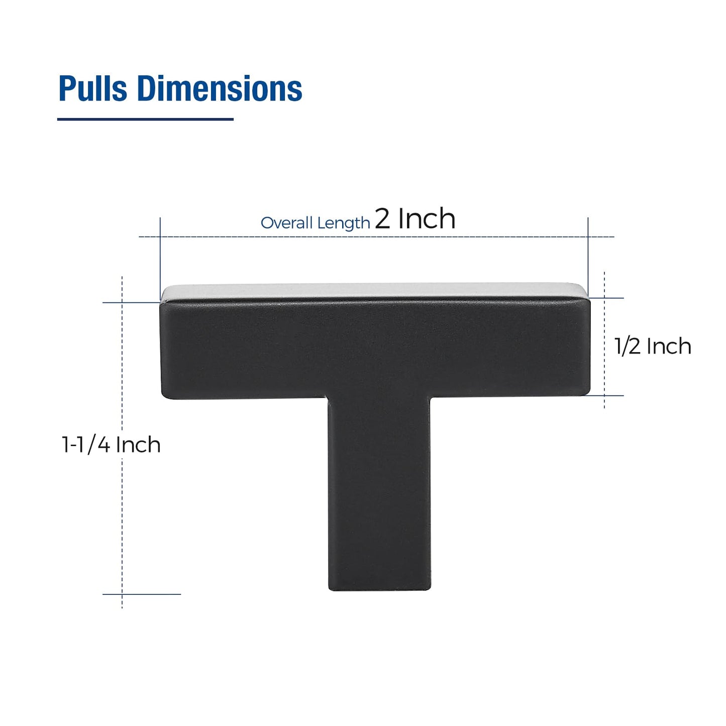 JOY DECOR Cabinet Knobs, Black Cabinet Handles, 2 Pack Kitchen Knobs 2 Inch, Single Hole Drawer Handles for Dresser Drawers