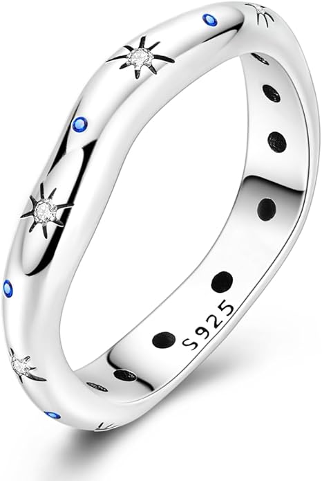 Hapour 925 Sterling Silver Ring for Women,Eternity Gorgeous Rings Stackable Rings for Women as Gifts Ring Size 4-10