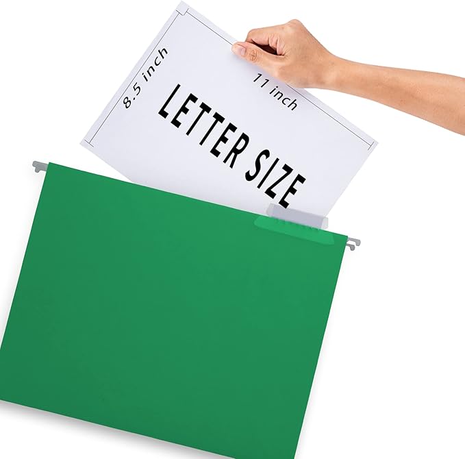 HERKKA Hanging File Folders, 60 Pack Reinforced Letter Size Hanging Folders with Heavy Duty 0 Inch Expansion, Designed for Bulky Files, Medical Charts, Adjustable Tabs, Assorted Colors